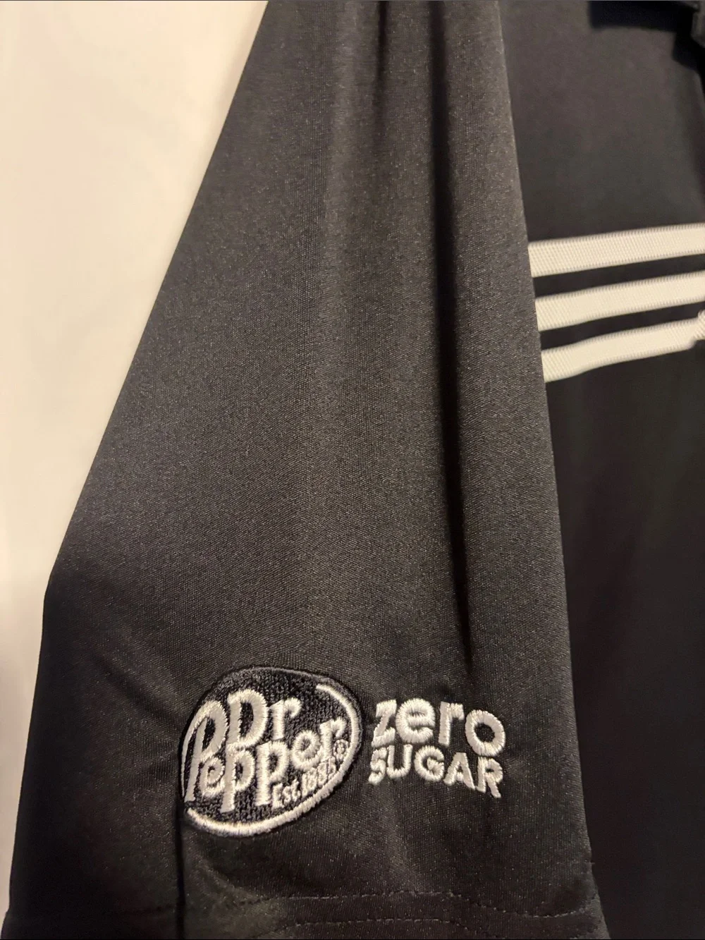 adidas Dr.Pepper Zero Black Polo with Grey Stripe Detail
